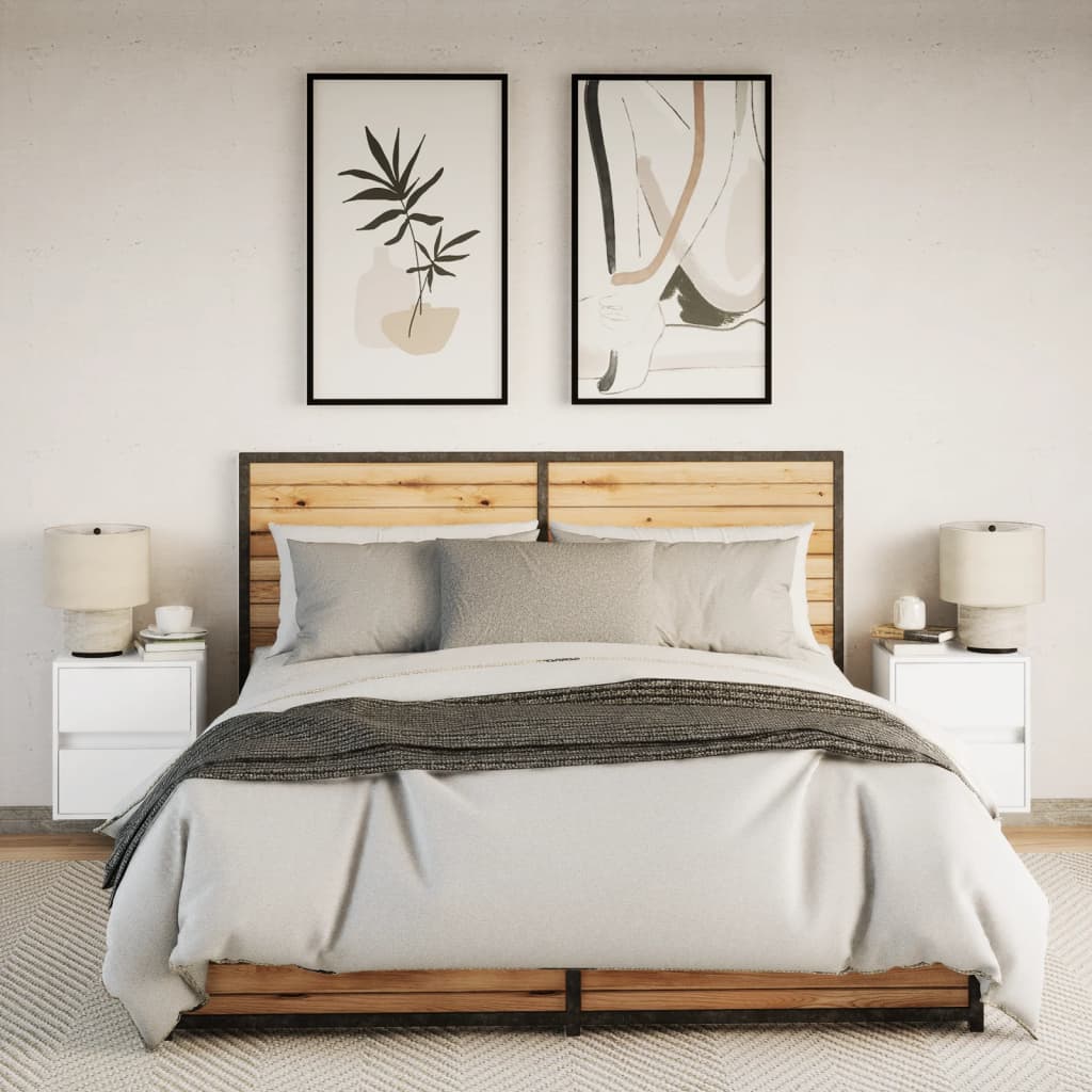 Vegghengte nattbord med LED-lys 2 stk hvit