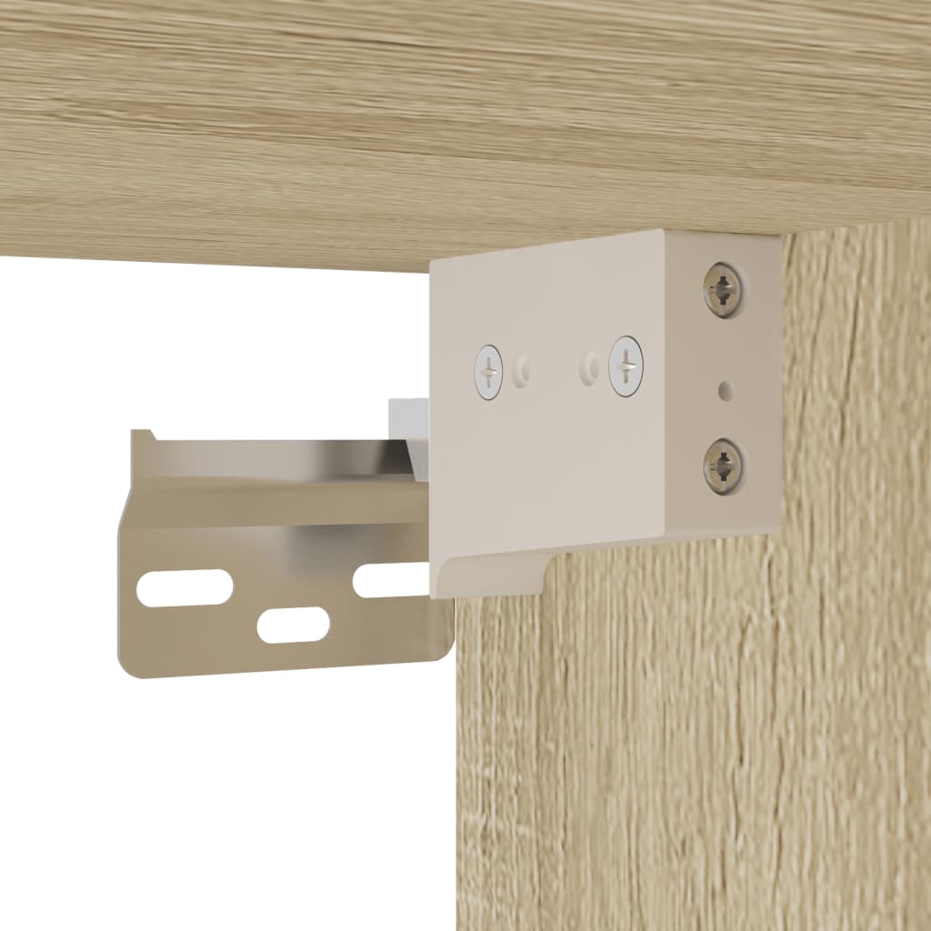 Vegghengt nattbord med LED-lys sonoma eik