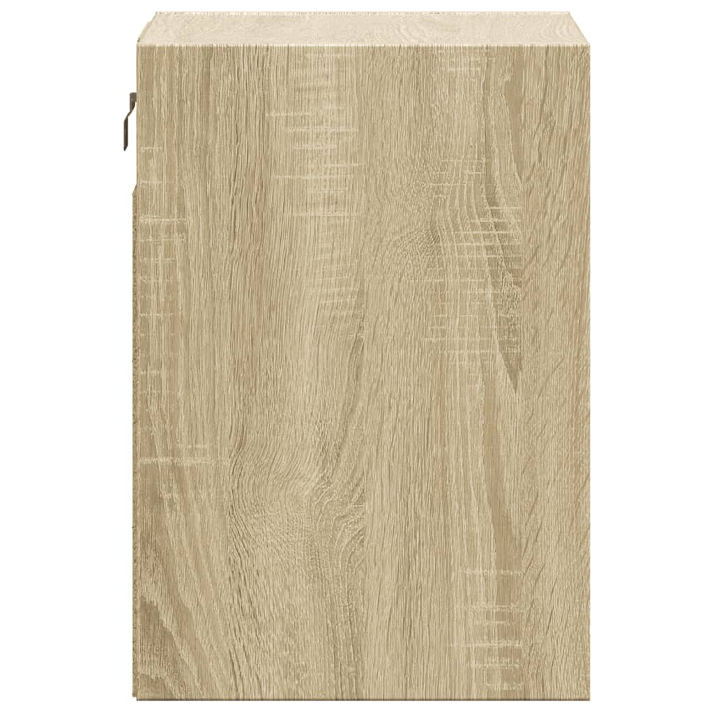 Vegghengte nattbord med LED-lys 2 stk sonoma eik