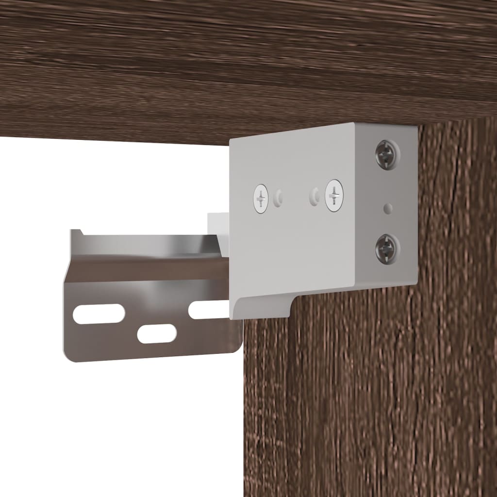 Vegghengte nattbord med LED-lys 2 stk brun eik