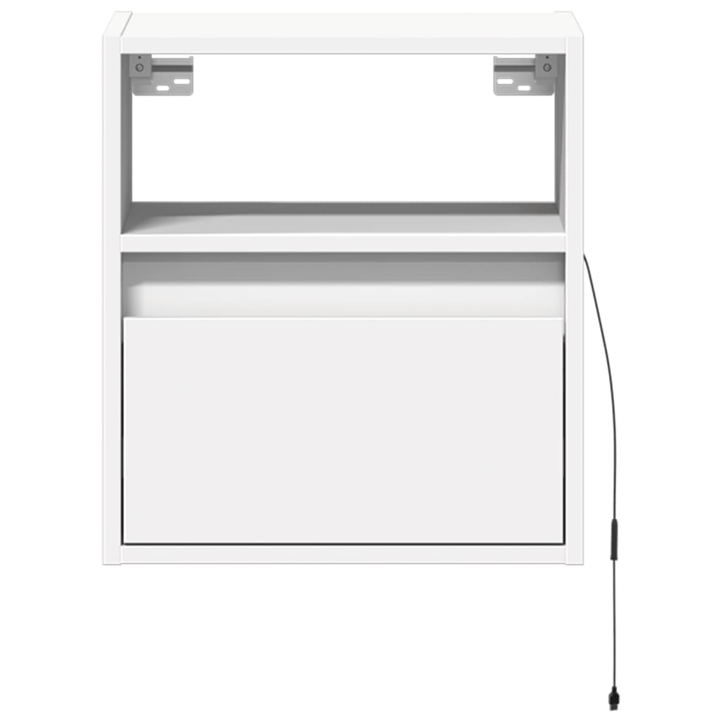 Vegghengte nattbord med LED-lys 2 stk hvit