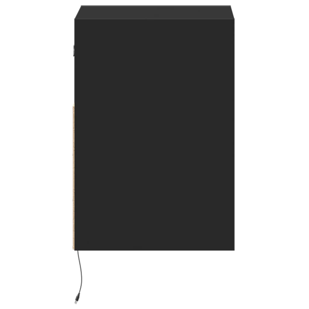 Vegghengte nattbord med LED-lys 2 stk svart