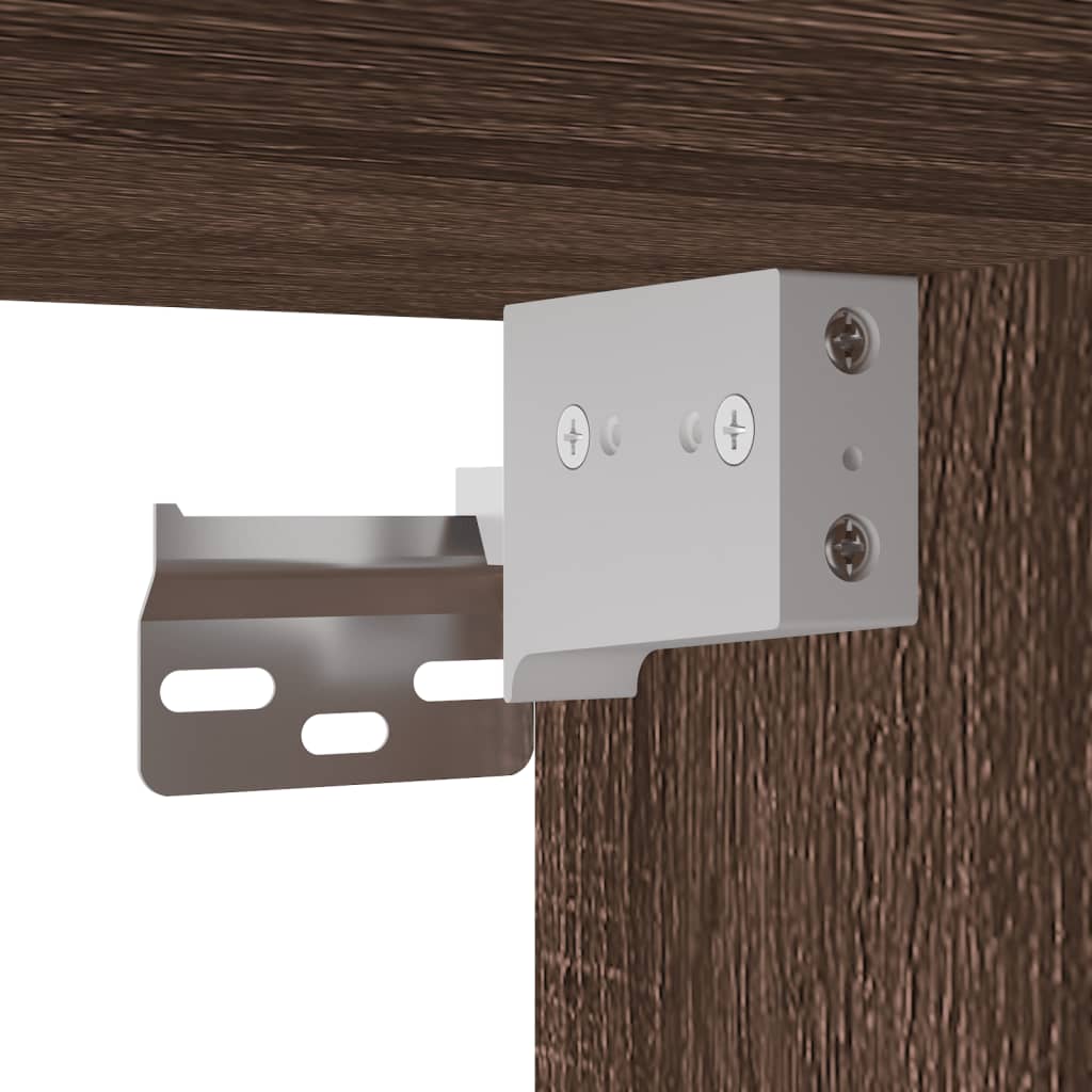 Vegghengte nattbord med LED-lys 2 stk brun eik