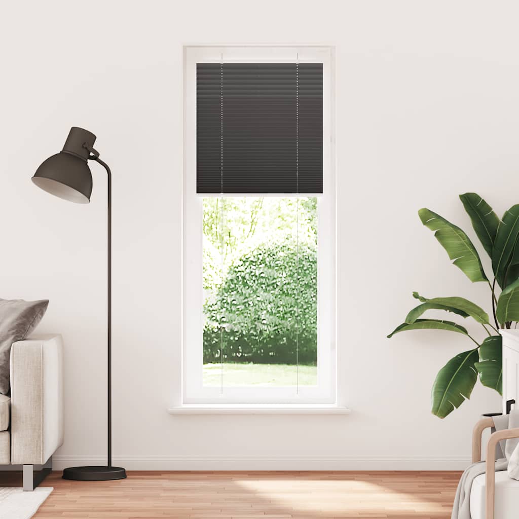 plisségardin sort 80x200 cm Stoff Bredde 79,4 cm Polyester