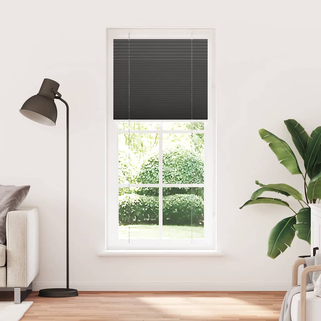 plisségardin sort 90x200 cm Stoff Bredde 89,4 cm Polyester