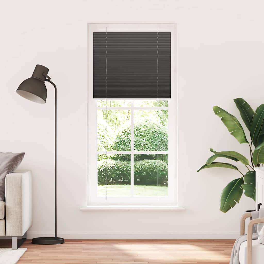 plisségardin sort 95x200 cm Stoff Bredde 94,4 cm Polyester