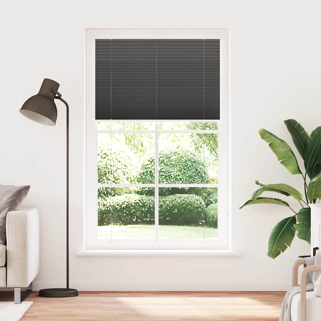 plisségardin sort 115x200 cm Stoff Bredde 114,4 cm Polyester