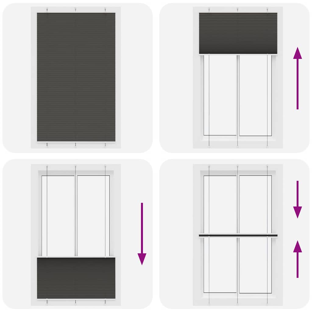 plisségardin sort 115x200 cm Stoff Bredde 114,4 cm Polyester