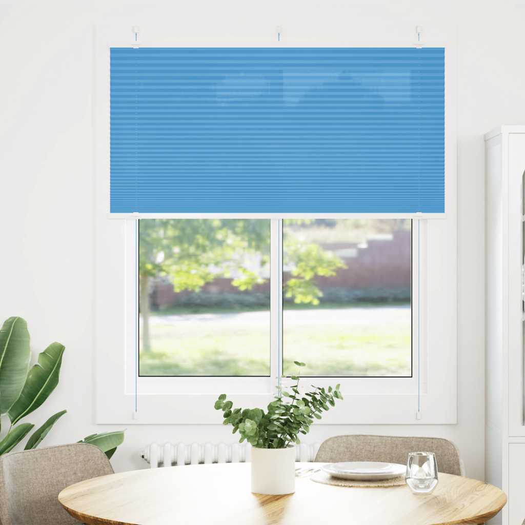 Plisségardin Blå 120x100 cm Stoffbredde 119,4 cm Polyester