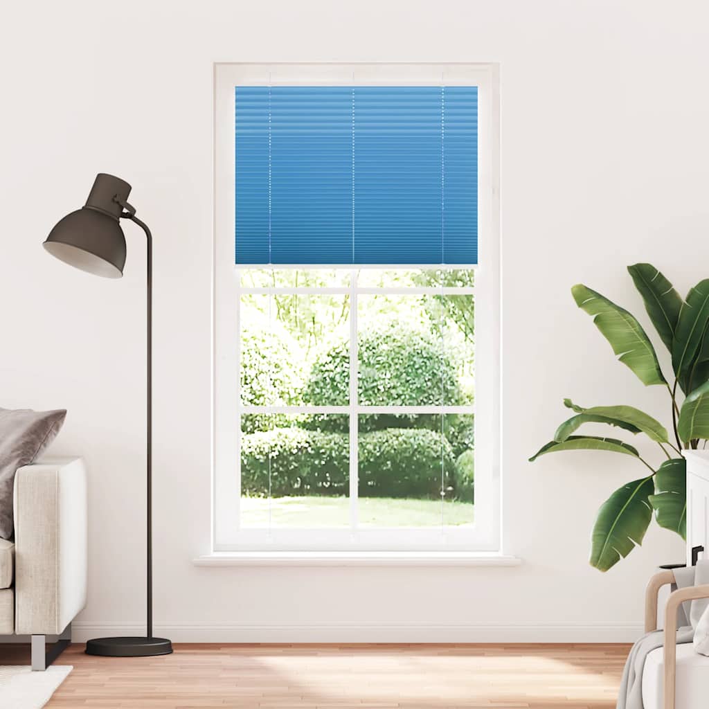 Plisségardin Blå 100x200 cm Stoff Bredde 99,4 cm Polyester