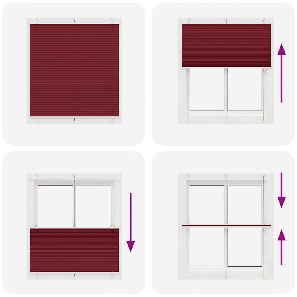 Plisségardin Bordeaux Rød 115x100 cm Stoffbredde 114,4 cm
