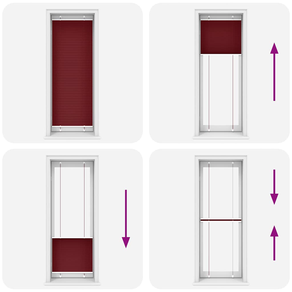 Plisségardin Bordeaux Rød 75x200 cm Stoff Bredde 74,4 cm