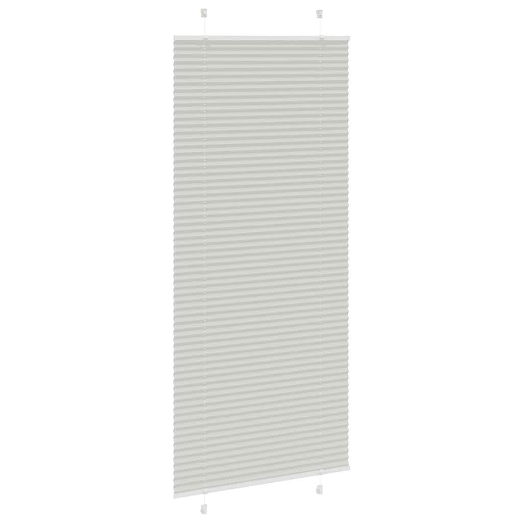 plisségardin lys grå 85x200 cm Stoff Bredde 84,4 cm Polyester
