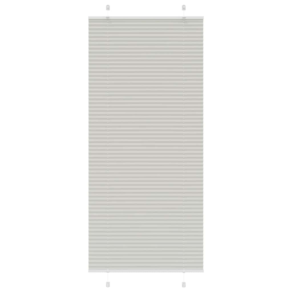 plisségardin lys grå 95x200 cm Stoff Bredde 94,4 cm Polyester
