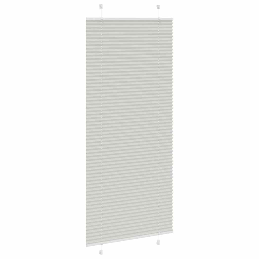 plisségardin lys grå 95x200 cm Stoff Bredde 94,4 cm Polyester