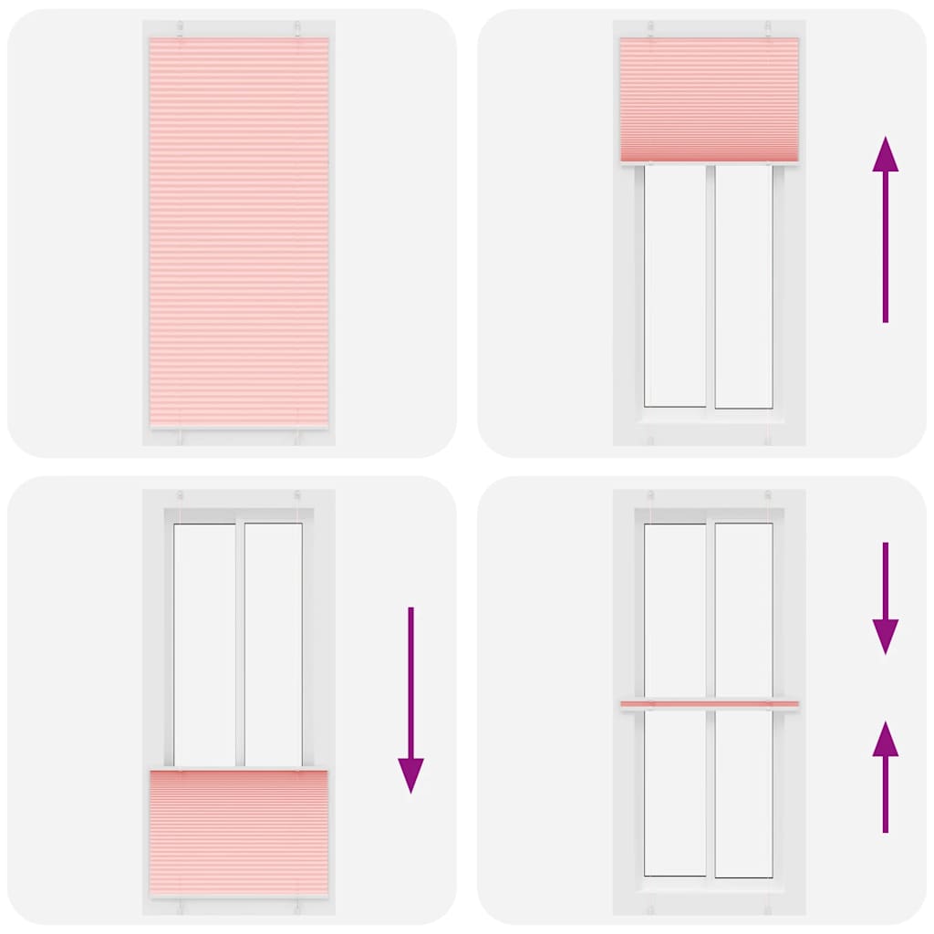 plisségardin Rosa 95x200 cm Stoff Bredde 94,4 cm Polyester
