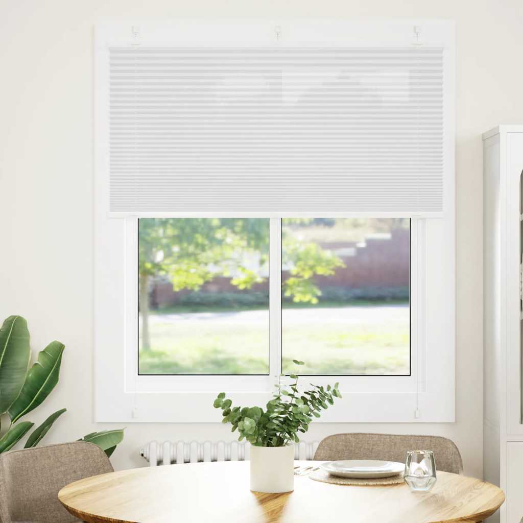plisségardin Hvit 120x100 cm Stoff Bredde 119,4 cm Polyester