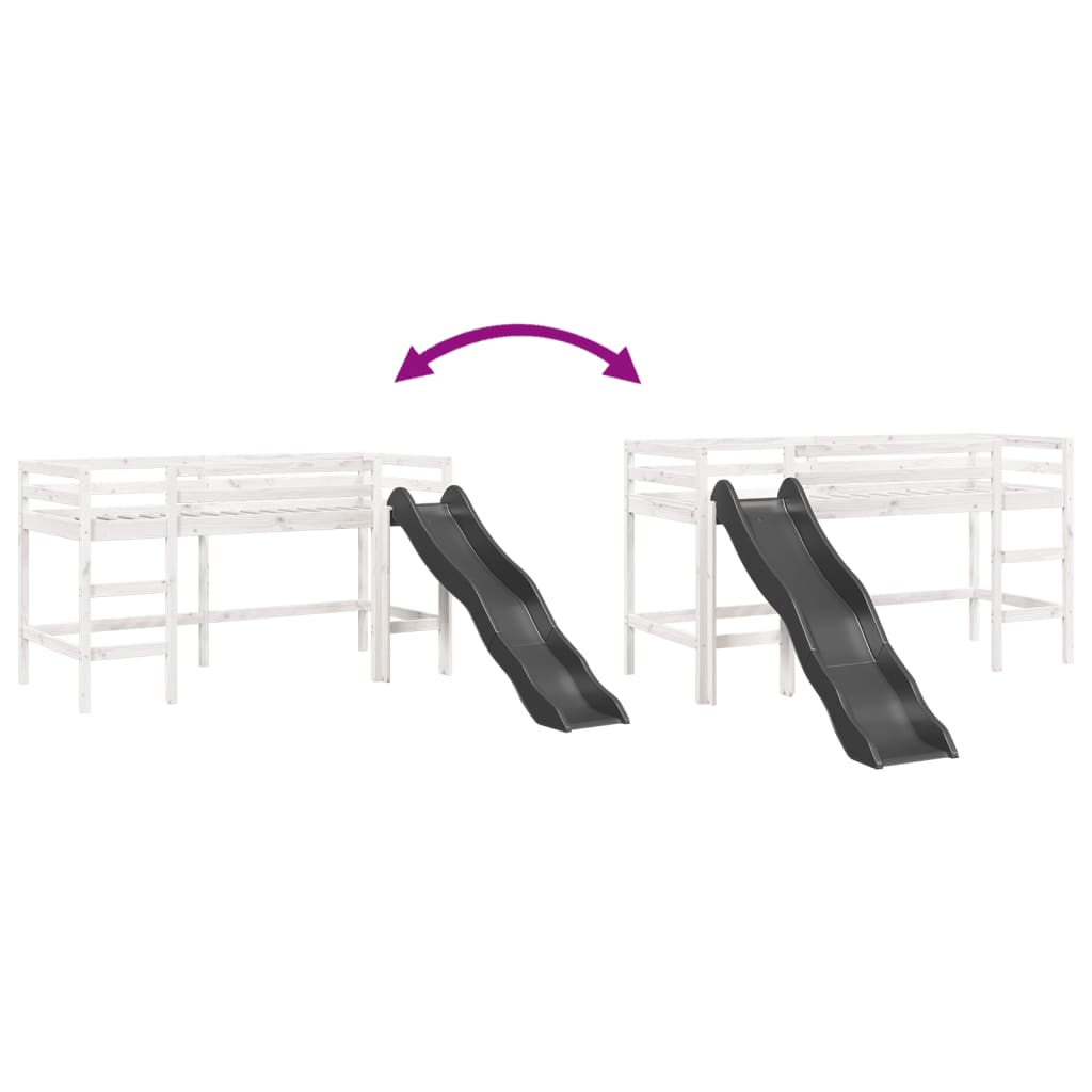 Loftseng for barn uten madrass hvit 80x200 cm heltre furu