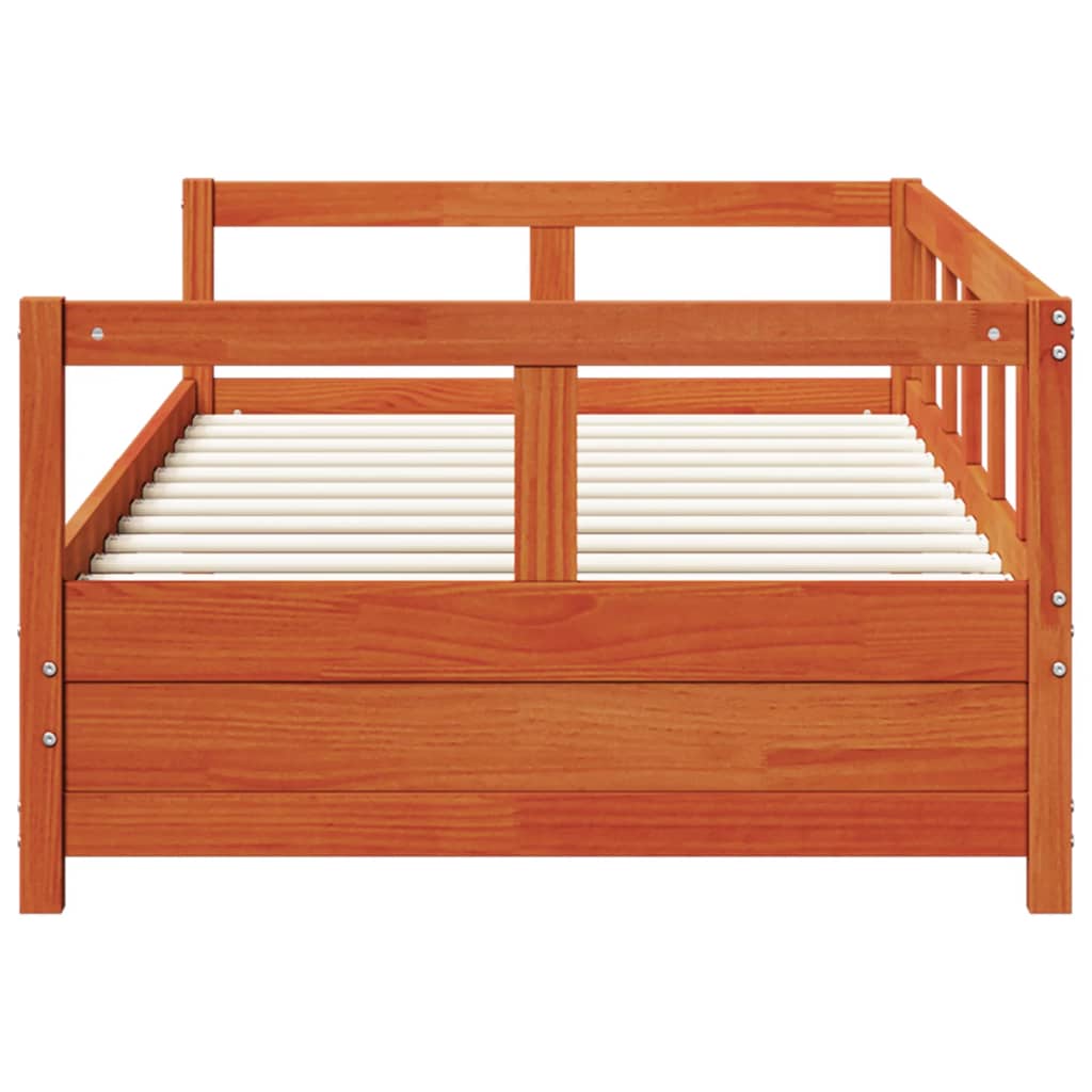Seng med madrass voksbrun 90x200 cm heltre furu