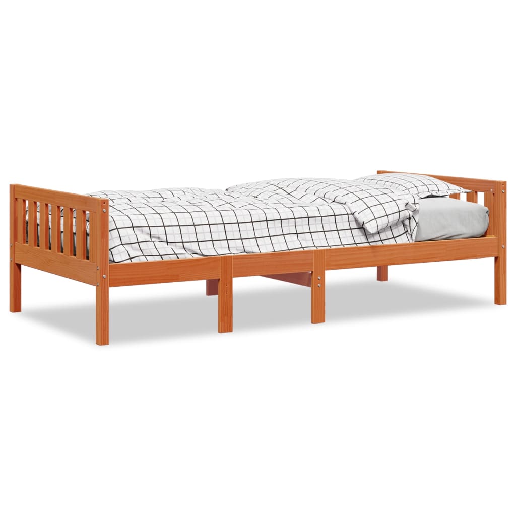 Barneseng uten madrass voksbrun 80x200 cm heltre furu