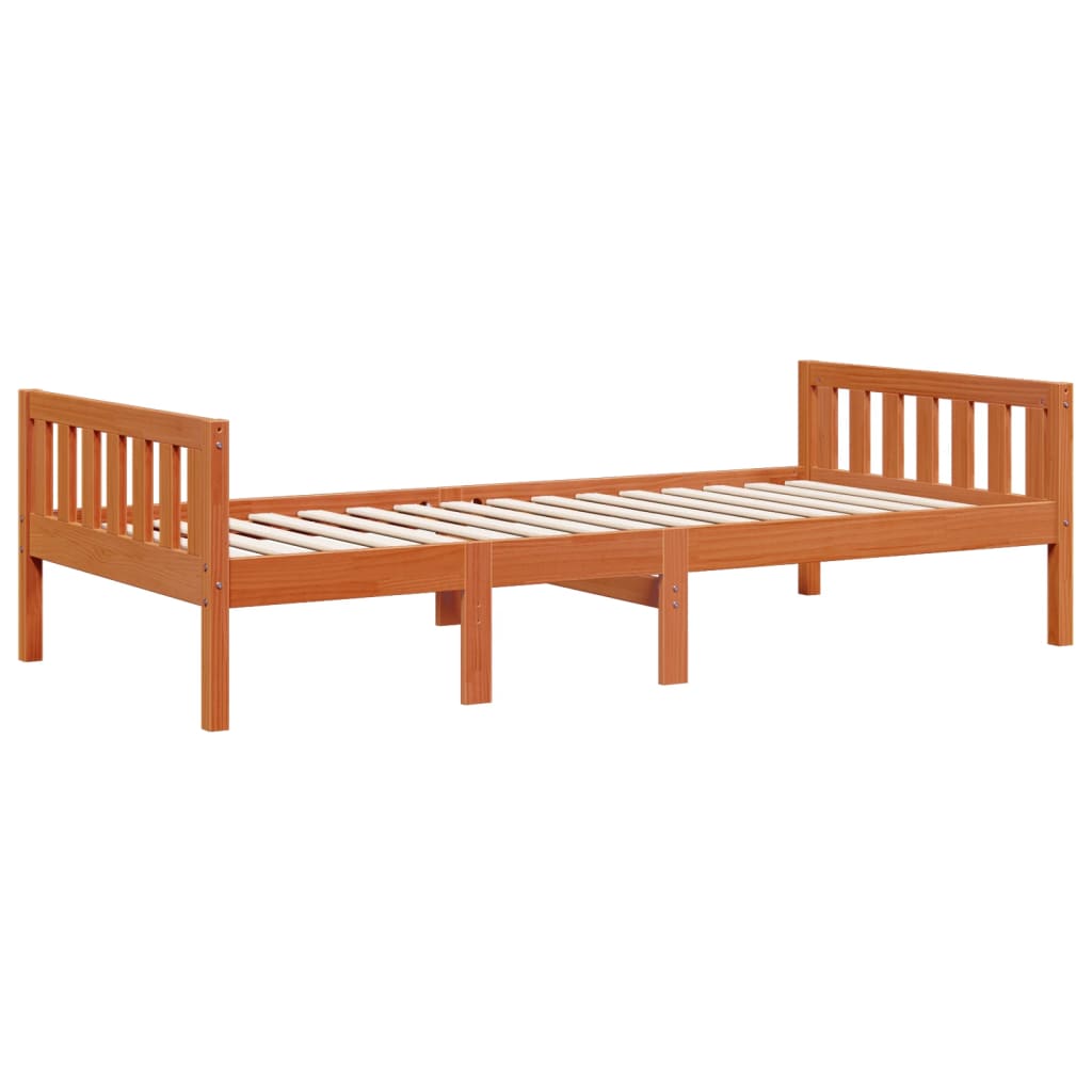 Barneseng uten madrass voksbrun 80x200 cm heltre furu