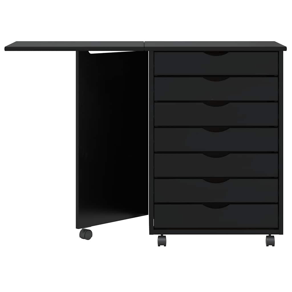 Rulleskap med skrivebord MOSS svart heltre furu
