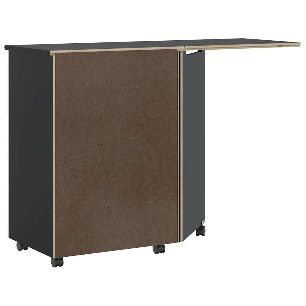 Rulleskap med skrivebord MOSS svart heltre furu