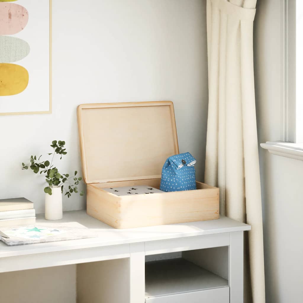 Trekasse med lokk 40x30x13 cm heltre furu