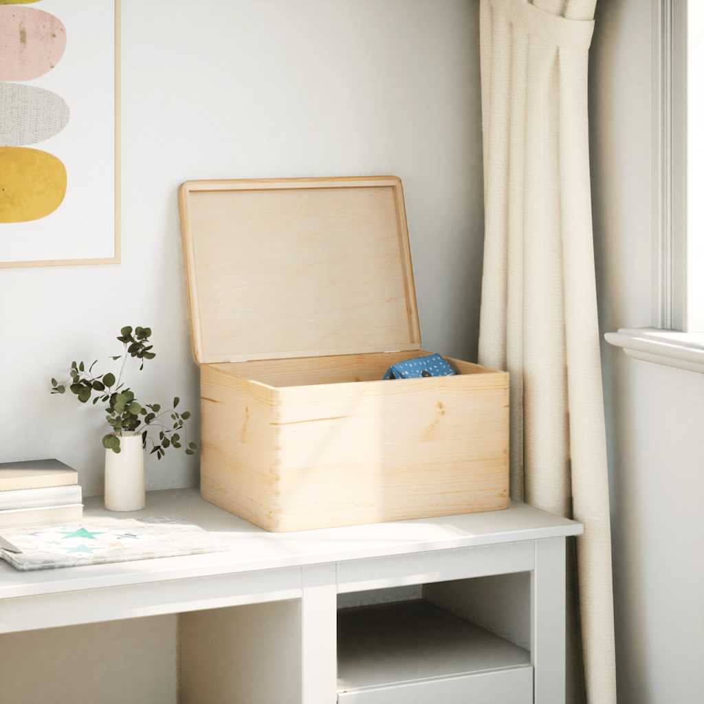 Trekasse med lokk 40x30x23 cm heltre furu
