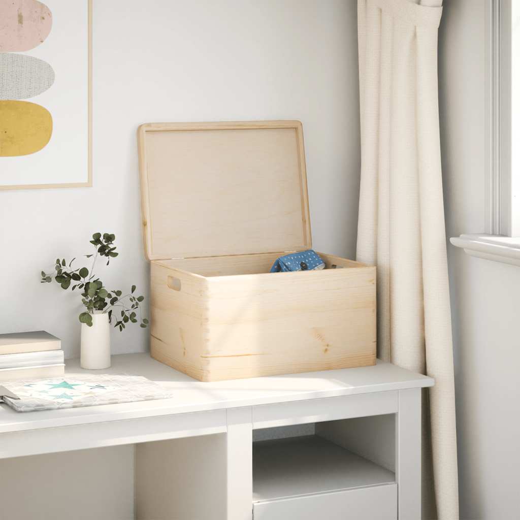 Trekasse med lokk og håndtak 40x30x23 cm heltre furu