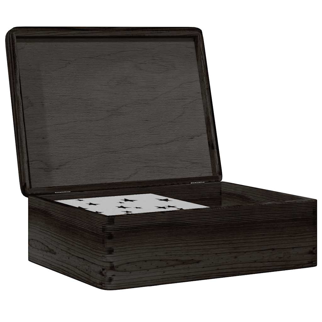 Trekasse med lokk svart 40x30x13 cm heltre furu
