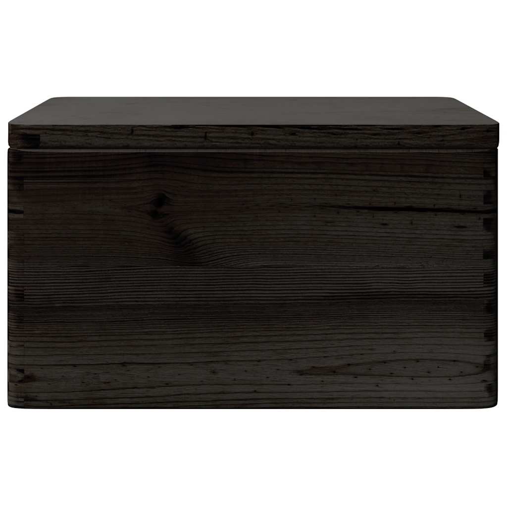 Trekasse med lokk og håndtak svart 40x30x23cm heltre furu