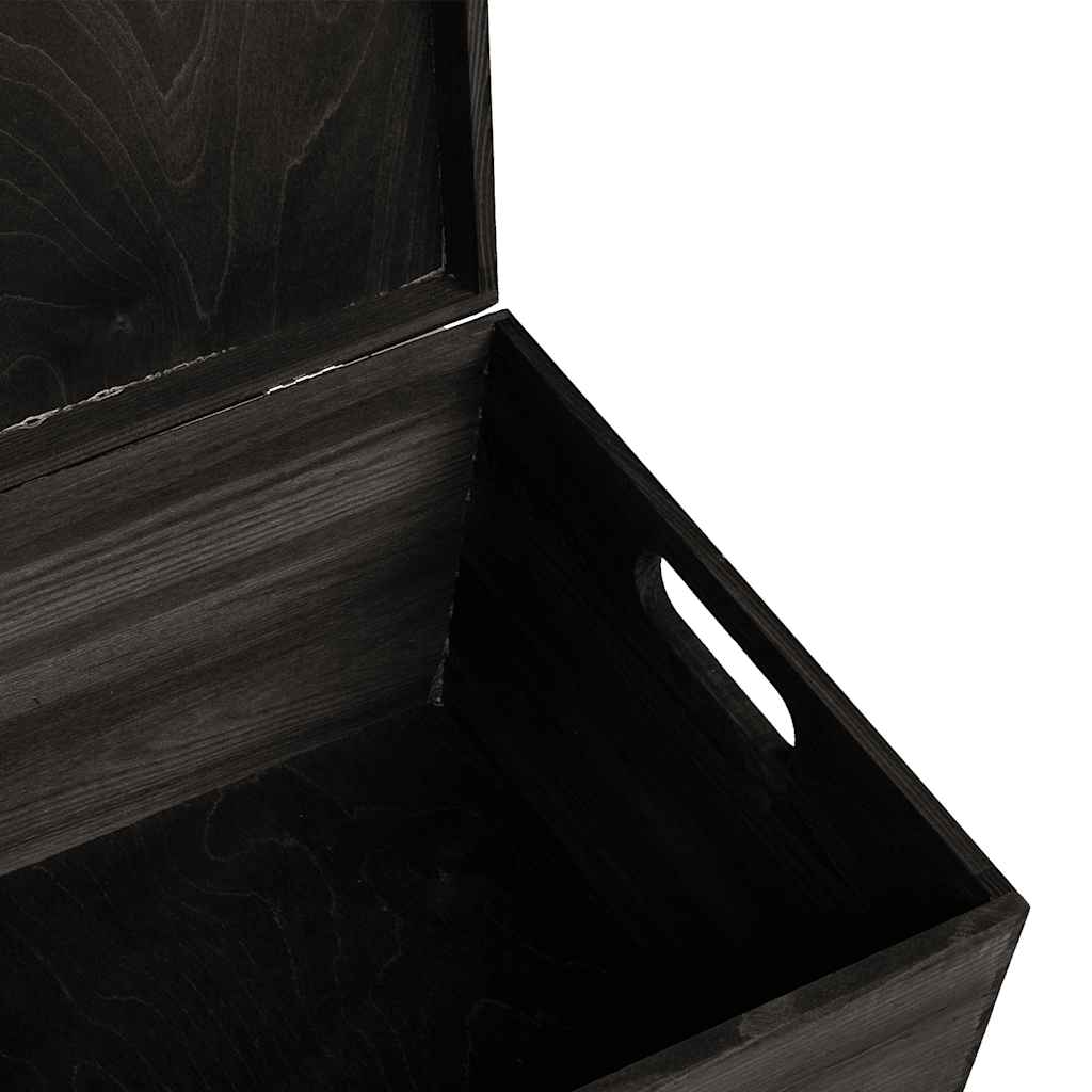 Trekasse med lokk og håndtak svart 40x30x23cm heltre furu