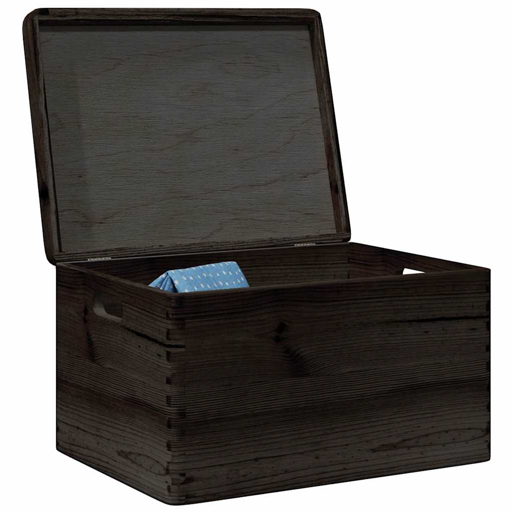Trekasse med lokk og håndtak svart 40x30x23cm heltre furu
