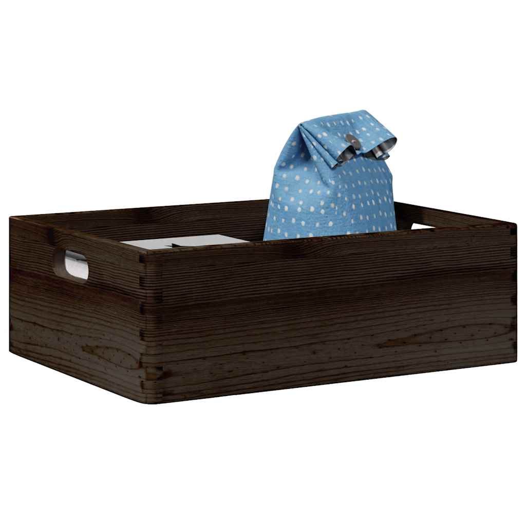 Trekasse med håndtak svart 40x30x13 cm heltre furu