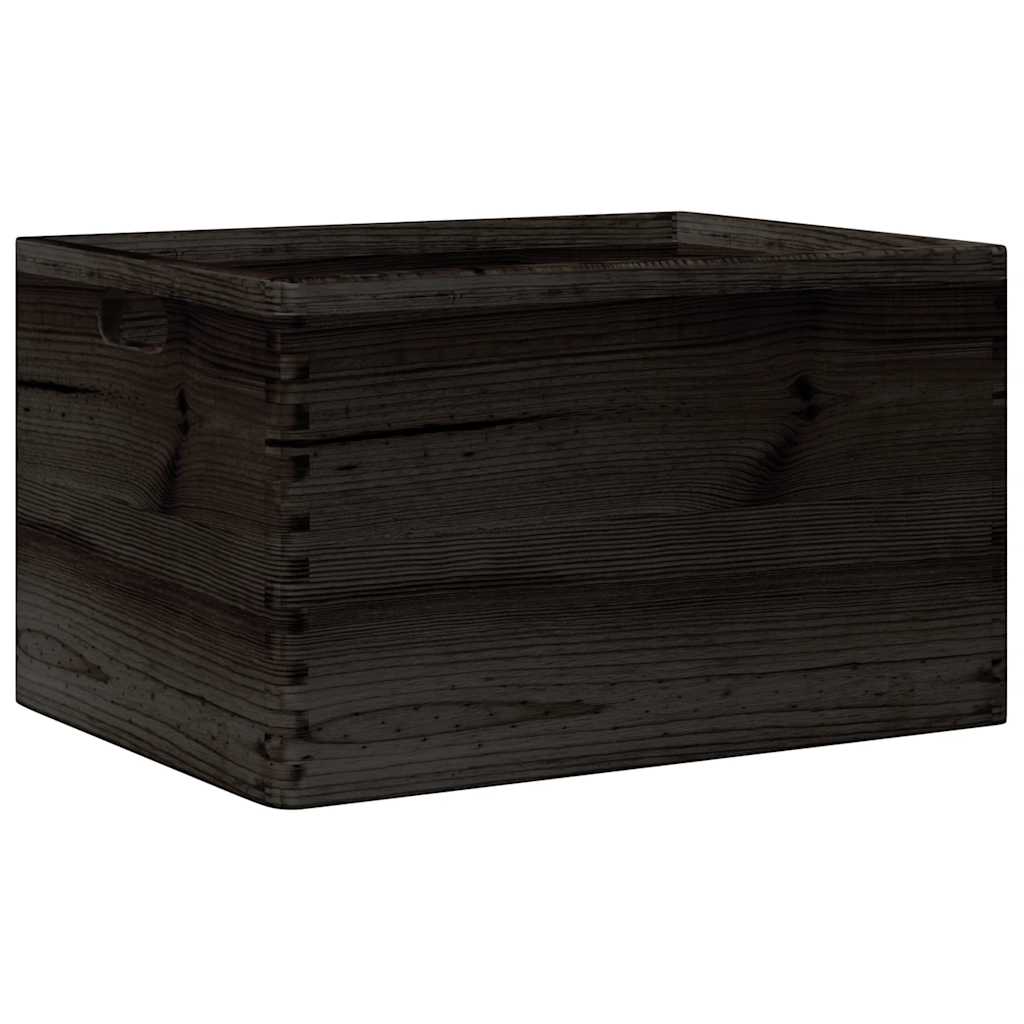 Trekasse med håndtak svart 40x30x23 cm heltre furu