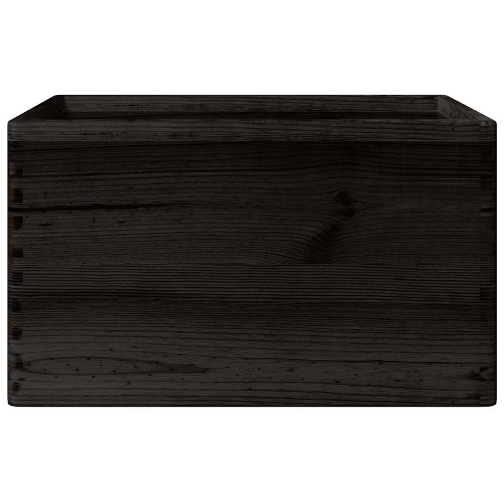Trekasse med håndtak svart 40x30x23 cm heltre furu