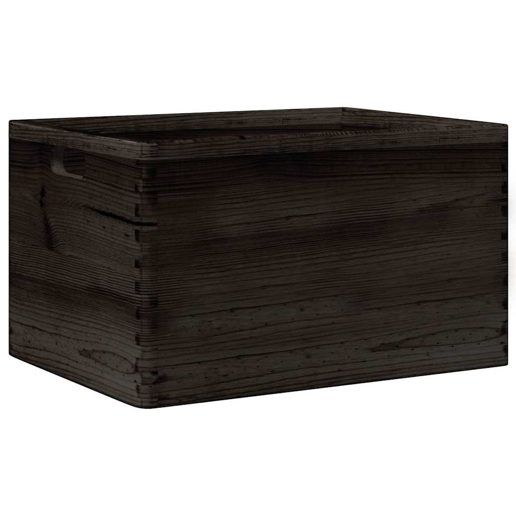 Trekasse med håndtak svart 40x30x23 cm heltre furu