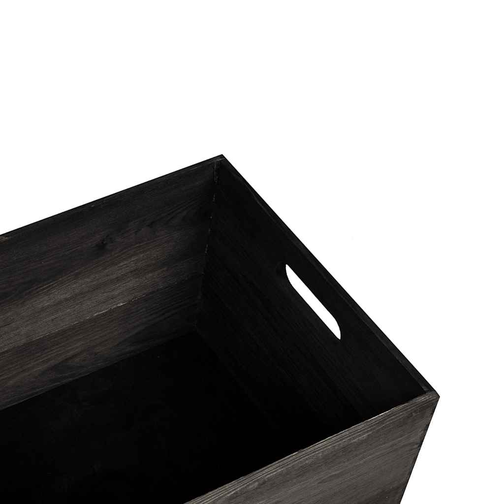 Trekasse med håndtak svart 40x30x23 cm heltre furu