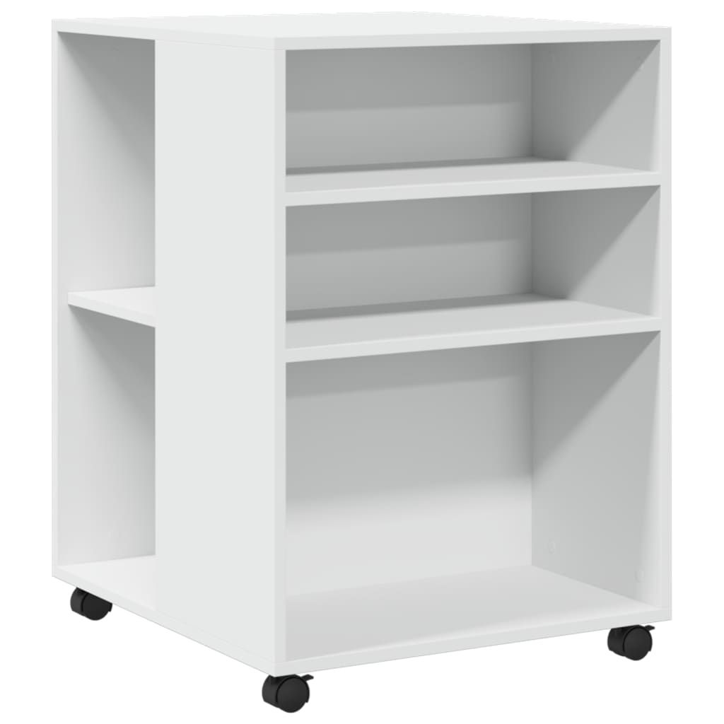 Sidebord med hjul hvit 55x60x78 cm konstruert tre