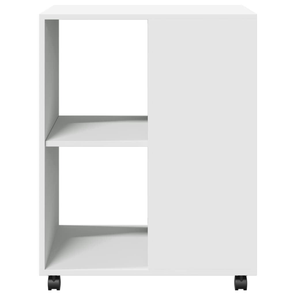 Sidebord med hjul hvit 55x60x78 cm konstruert tre