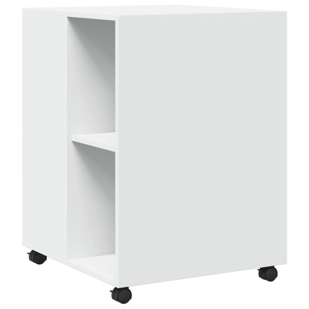 Sidebord med hjul hvit 55x60x78 cm konstruert tre