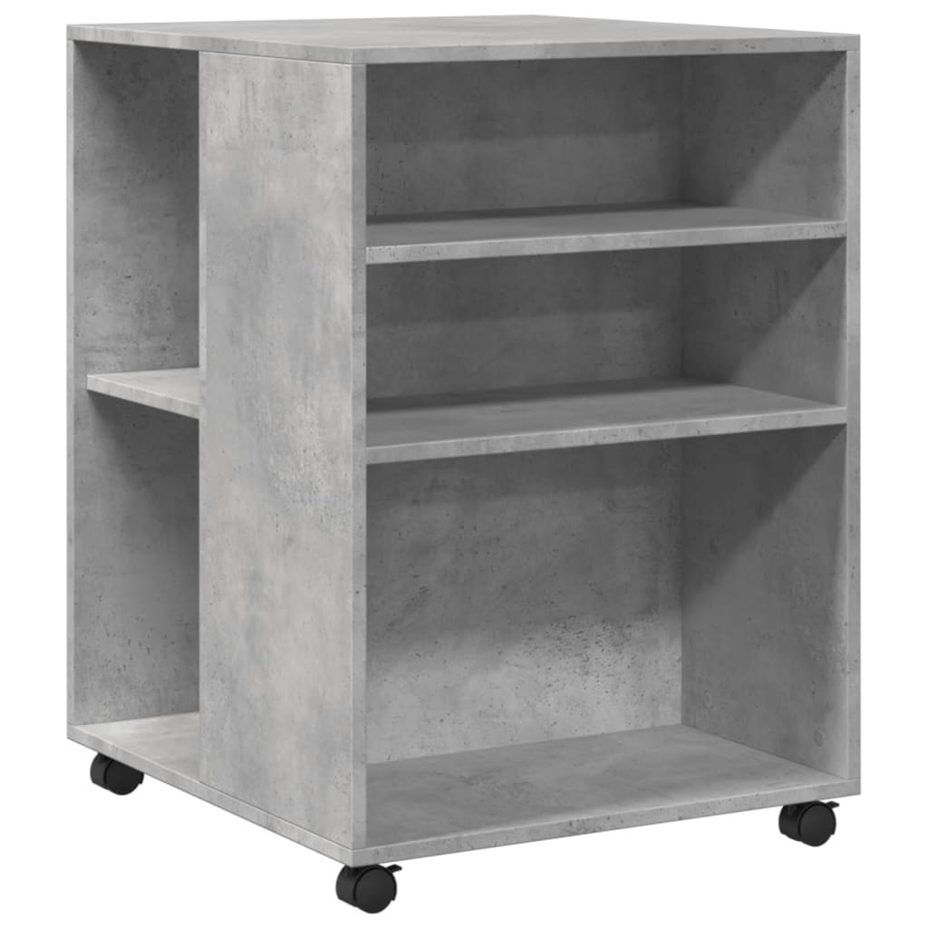 Sidebord med hjul betonggrå 55x60x78 cm konstruert tre