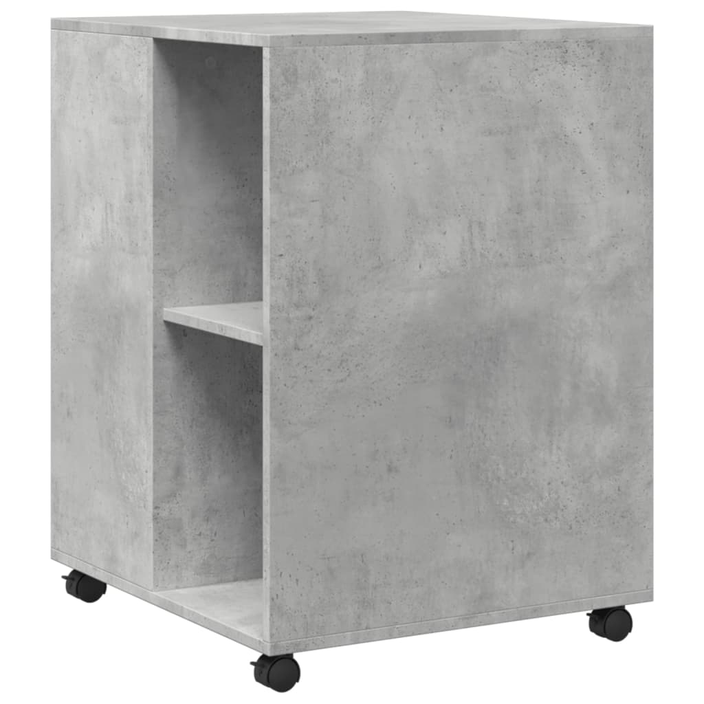 Sidebord med hjul betonggrå 55x60x78 cm konstruert tre