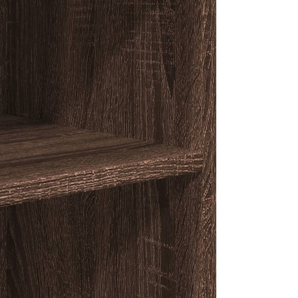 Sidebord med hjul brun eik 55x60x78 cm konstruert tre