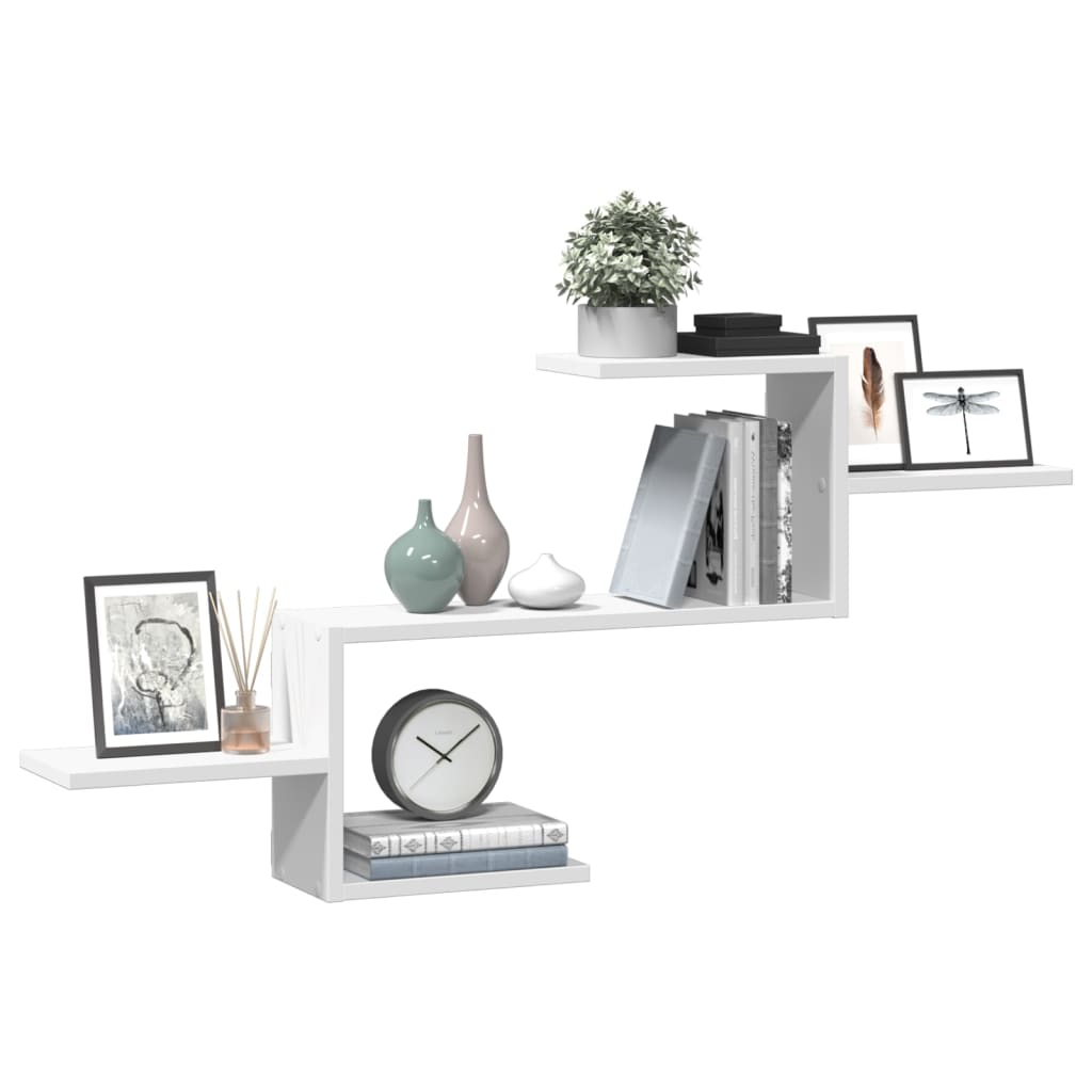 Vegghylle hvit 104x15x49 cm konstruert tre