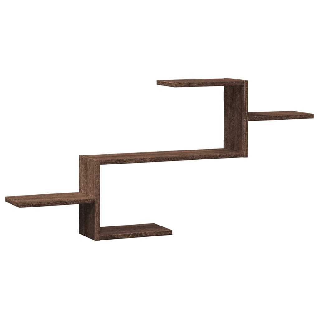 Vegghylle brun eik 104x15x49 cm konstruert tre