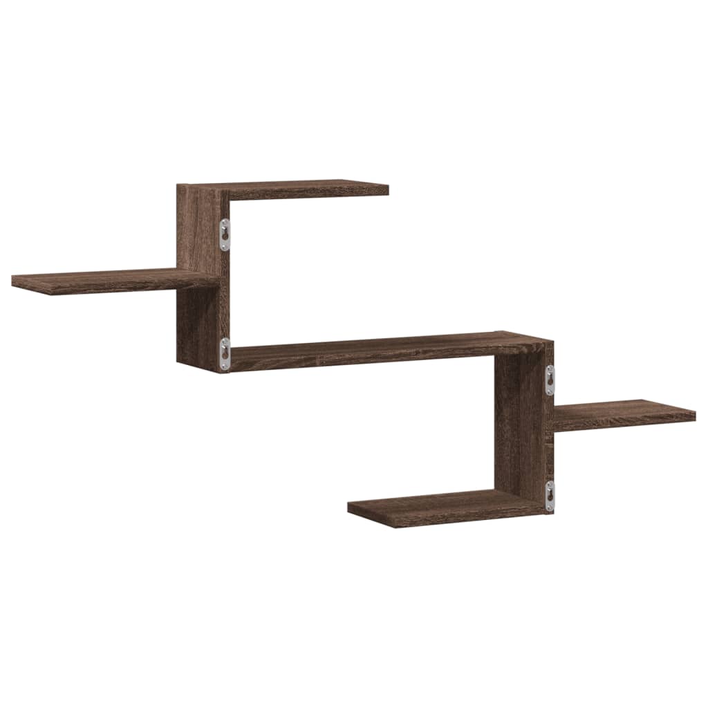 Vegghylle brun eik 104x15x49 cm konstruert tre