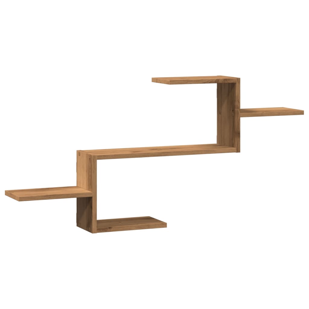 Veggmontert hjørnehylle artisan eik 104x15x49 cm konstruert tre