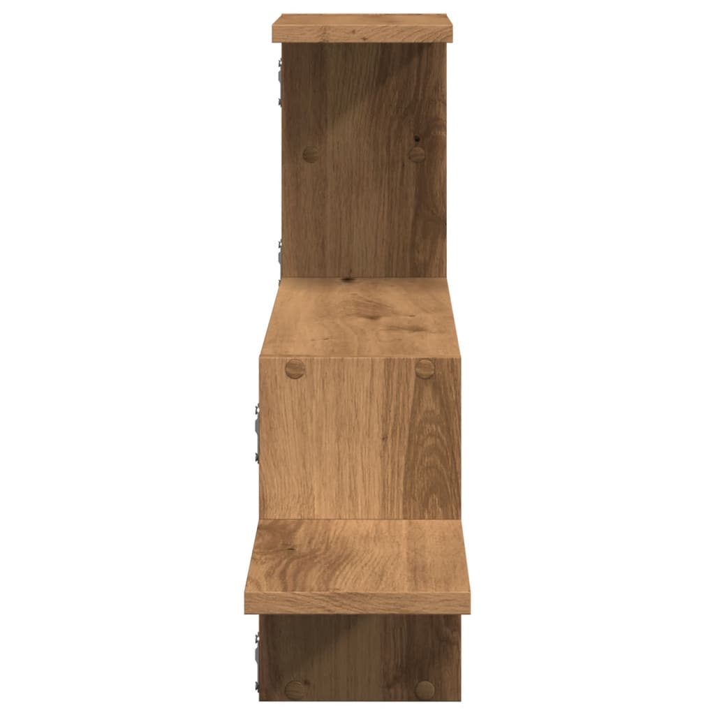 Veggmontert hjørnehylle artisan eik 104x15x49 cm konstruert tre